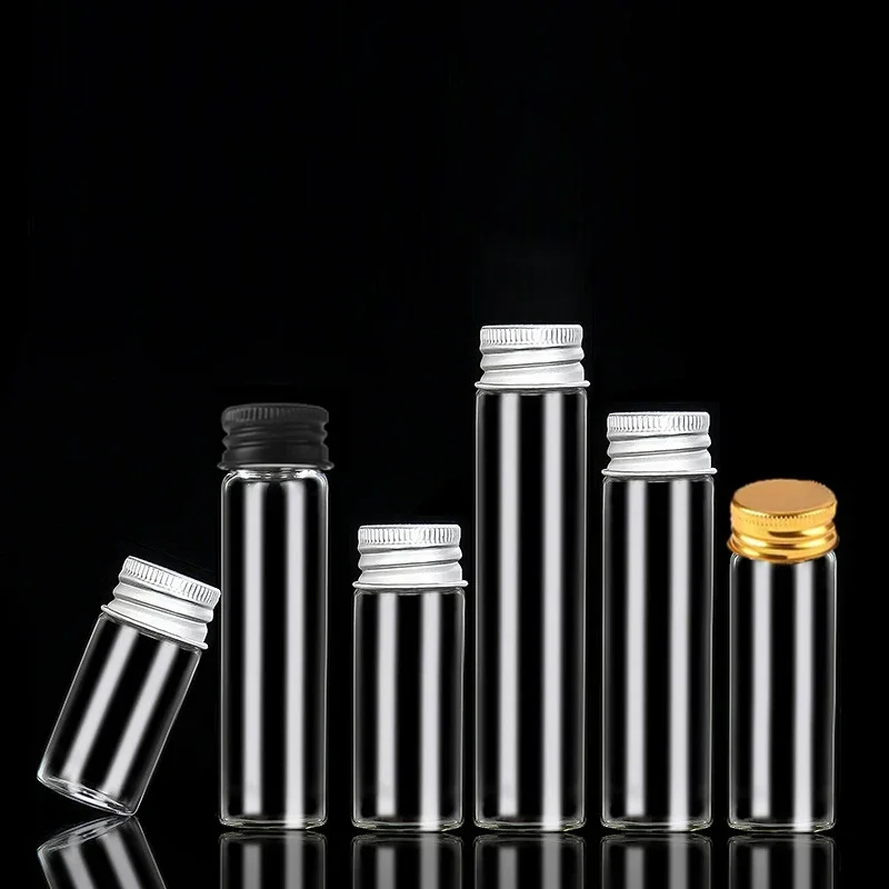 5PCS 5ML-100ML Mini Glass Aluminum Lids Test Tube Bottles DIY Arts Vials for Tea Craft Wedding Decoration Storage Containers view 3