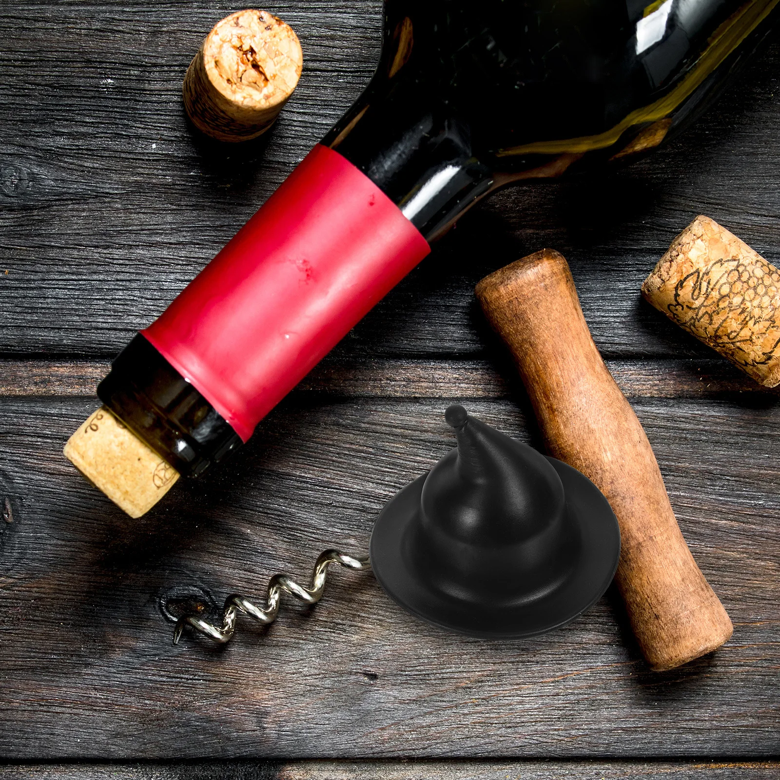 

4Pcs Witch Hat Silicone Bottle Stopper Novelty Red Wine Bottle Seal Plug Reusable Air-Tight Preservation Decorative Wine Stopper