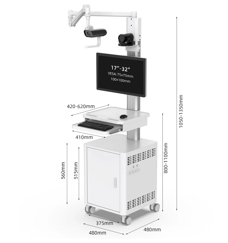 Customizable Telemedicine Hospital Trolley Medical Cart Camera Bracket Remote Teaching Display Computer Arm ABS Plastic Likaymo