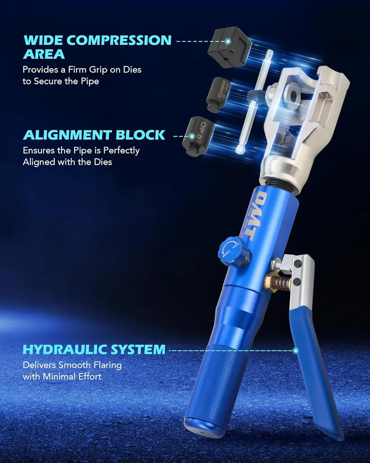 Motor Tech Hydraulic Flaring Tool Kit, Universal Brake Flaring Tool Set with Tubing Cutter, 45° Single & Double Flaring Tool Kit