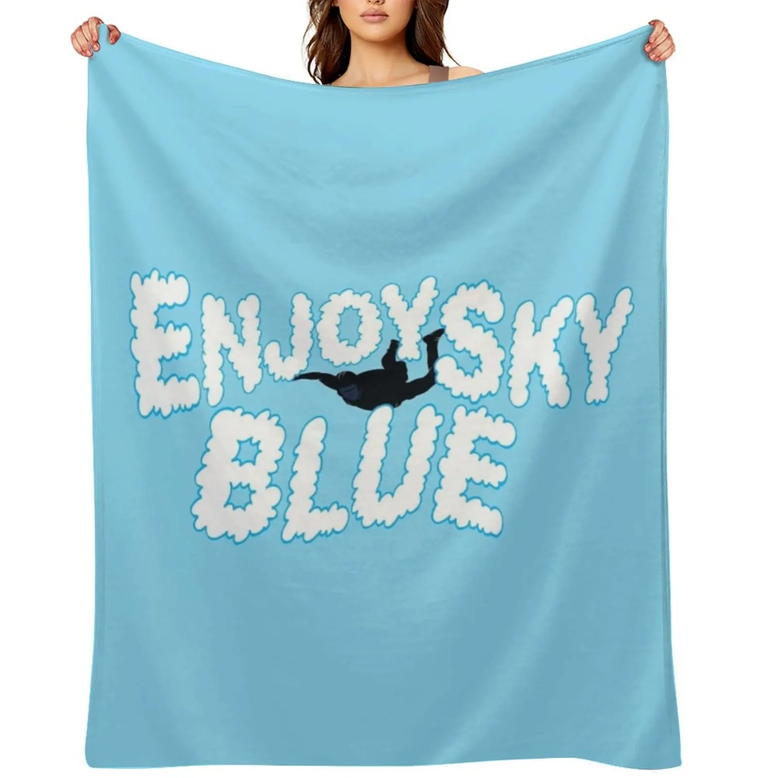 

Enjoy Sky Blue Throw Blanket For Sofa Thin Comforter Multi-Purpose Camping Blankets