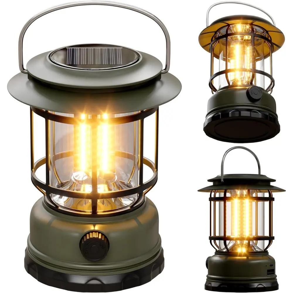 

LED r Camping Lanterns,1500LM Step-LDimming,Retro Battery 2600mAH Powered USB Rechargeable Tent Lights,Portable lashlight or Pow