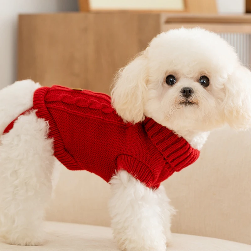 Knitted Clothes for Dogs Classic Solid Dog Sweater Fashion Puppy Pullovers Winter Warm Cat Sweater Pet Turtleneck Chihuahua Coat