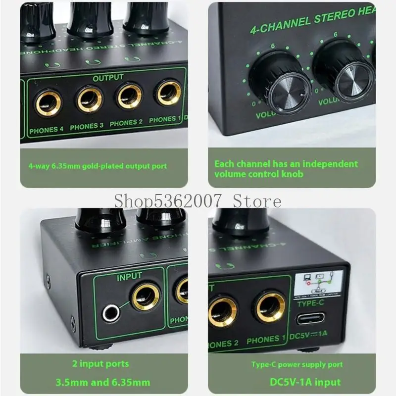 4 채널 헤드폰 앰프 휴대용 미니 이어폰 스플리터 독립 40JB