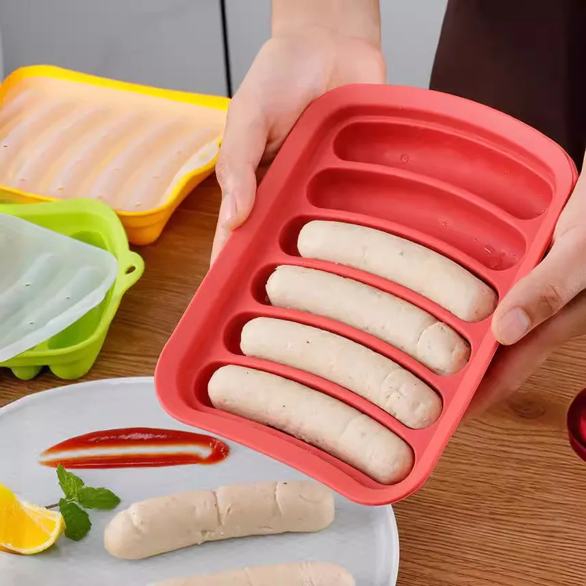 DIY Silicone Sausage Molds with Lid for Baby Complementary Food Baked Steamed Ham & Hot Dog Making - Baby Baking Tool