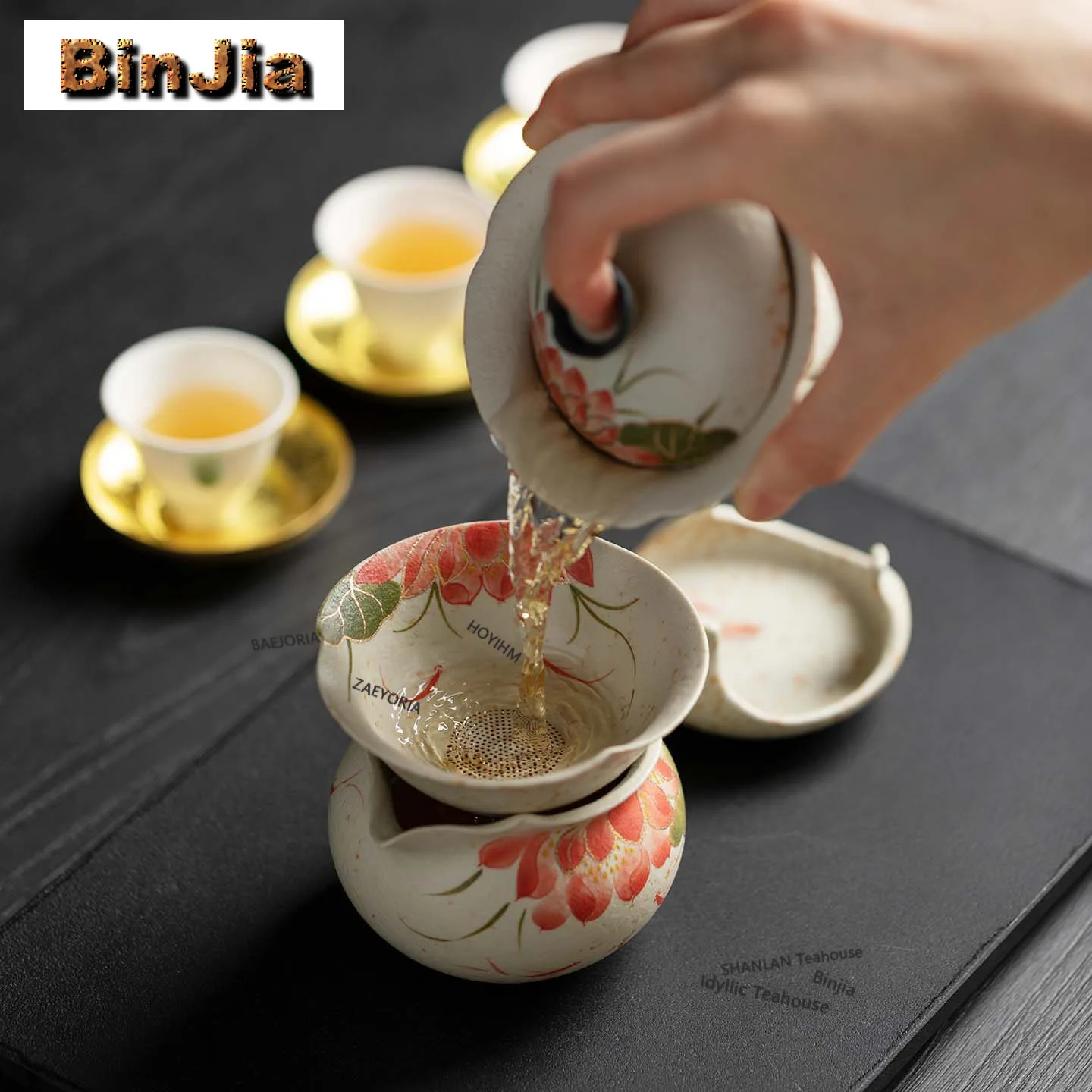 Hand-painted Red Carp Lotus Tea Separator Infusor Japanese Tea Strainer Dispenser Tea Making Tea Filter Drinkware Decoration