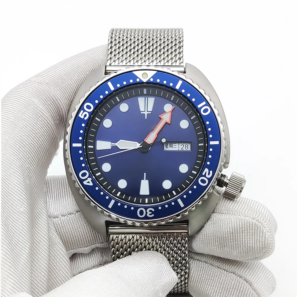 NH36 Date Display Blue Sterile Dial Sapphire Glass 45mm Stainless Steel Waterproof Automatic Men's Watch Rotating Bezel