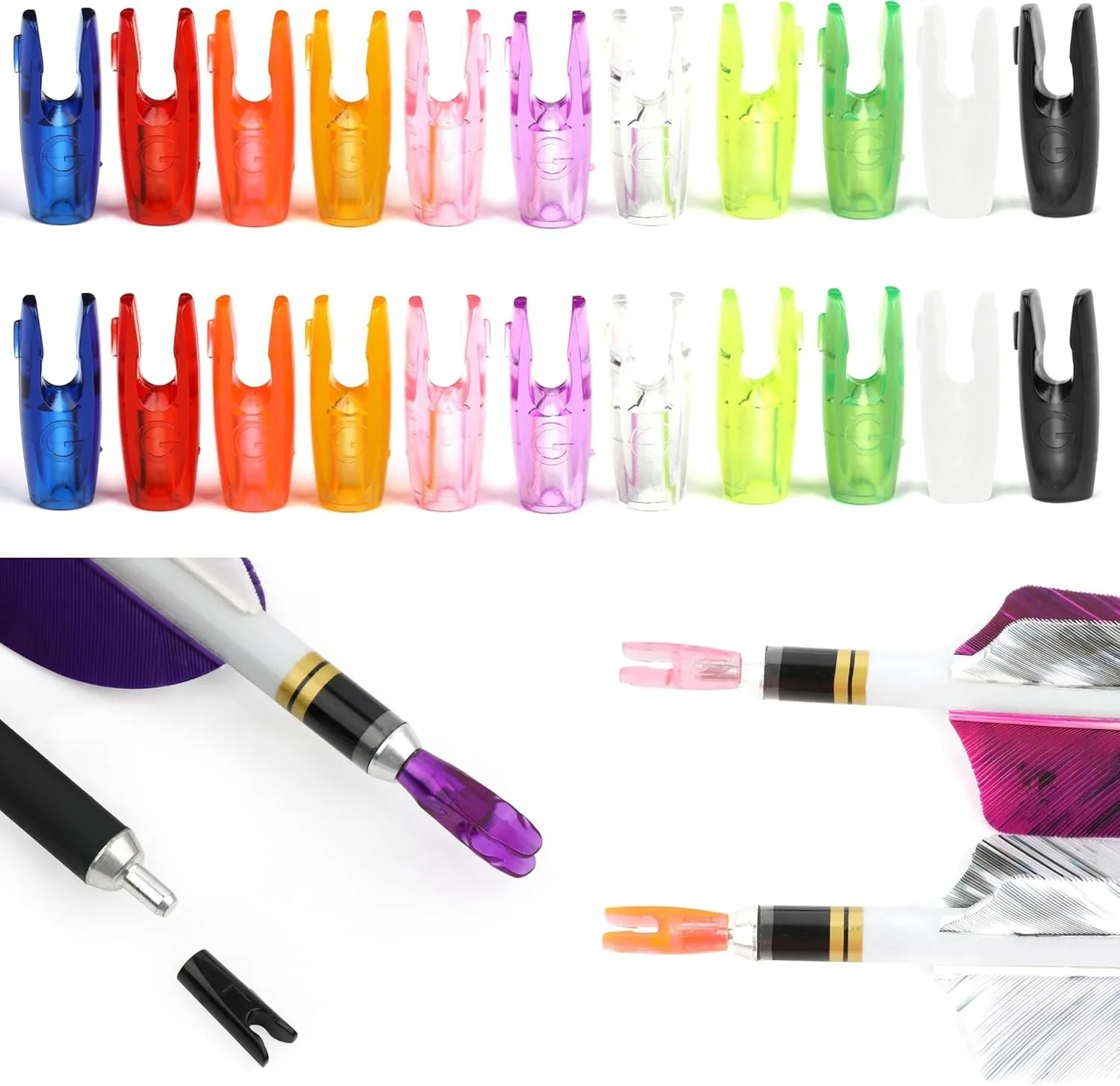 

50pcs Arrow Nock Archery Arrow Pin Nock Replacement Plastic G Arrow Tails Shaft DIY for Outdoor Bow Hunting Shooting Accessories