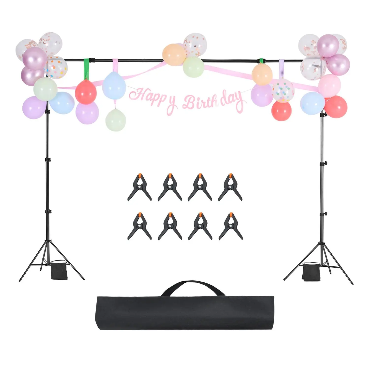 Backdrop Stand, 7 x 10 ft Adjustable Photo Backdrop Stand Kit, Portable Background Backdrop Stand with 3 Crossbars, Heavy Duty P