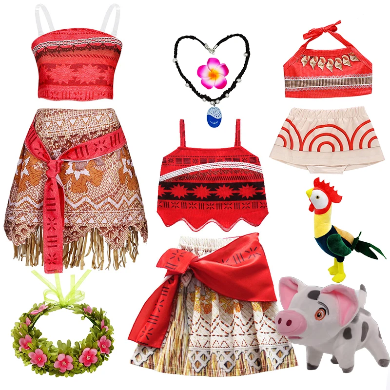 Ocean Adventure Моана Косплей для девочек Костюм Карнавальная вечеринка Одеваются для девочек Полинезийская принцесса Vaiana Моана Рождественская одежда