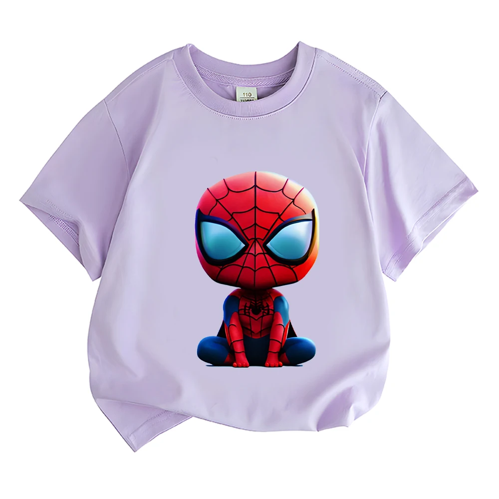 T-shirt imprimé dessin animé Spidey pour enfants, T-shirt mignon pour filles, T-shirt décontracté à col rond pour garçons, T-shirt en coton pour enfants, Économie de haute qualité, Nouveau