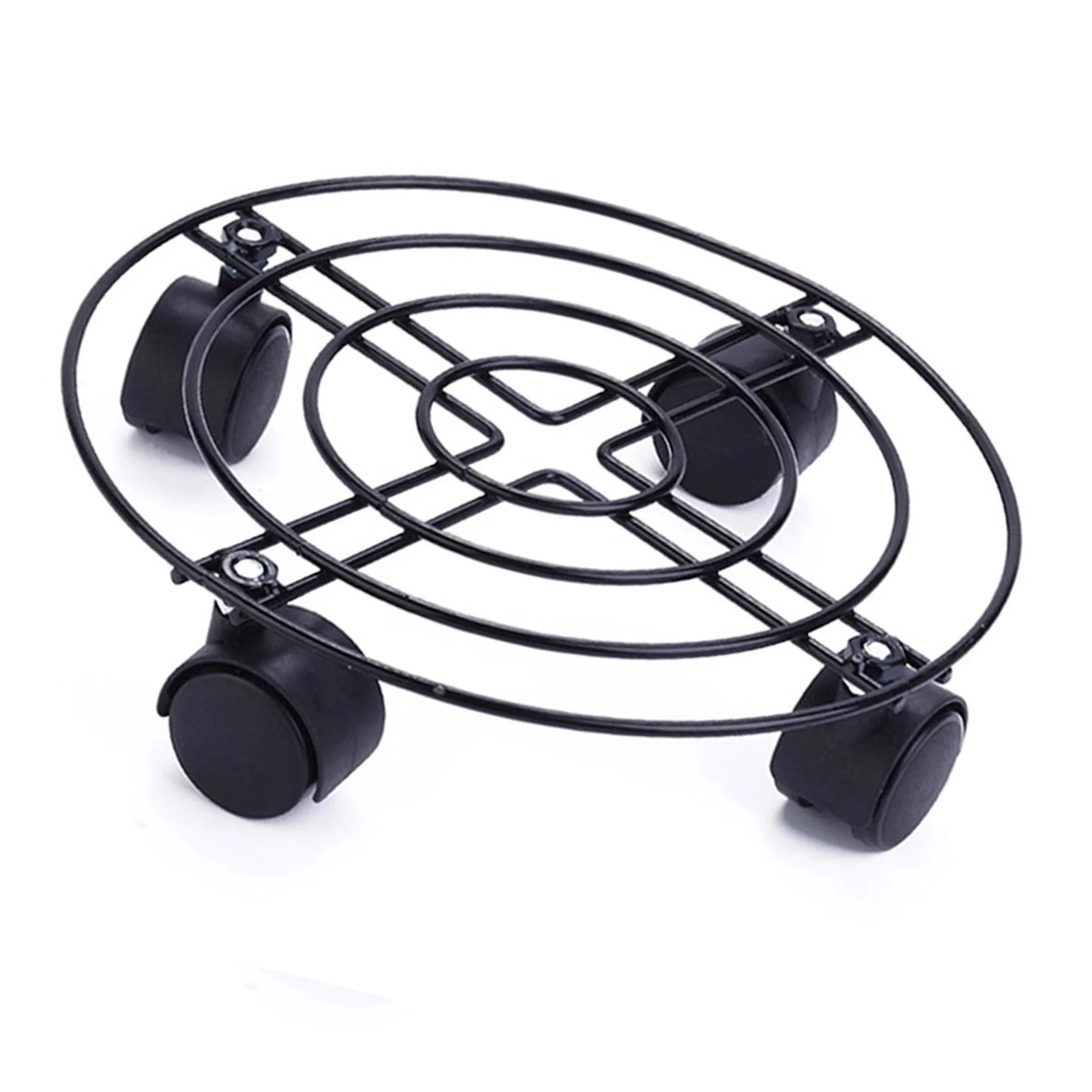 Heavy Duty Iron Potted Plant Stand With Wheels Round Flower Pot Rack for Indoor Outdoor