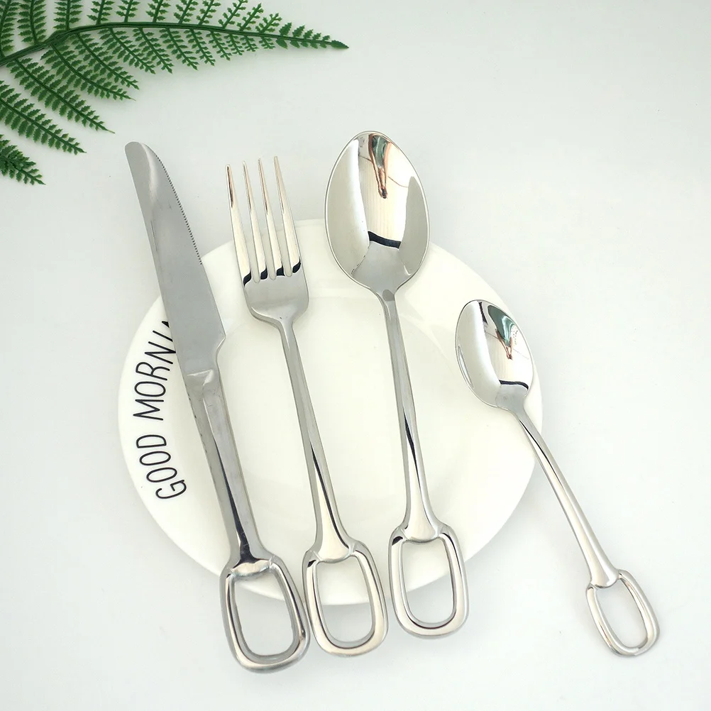 

Stainless Steel Teaspoon Coffee Spoon Dessert Stirring Soup Hanging Hole Rustproof Easy Clean Spoons Teaspoons