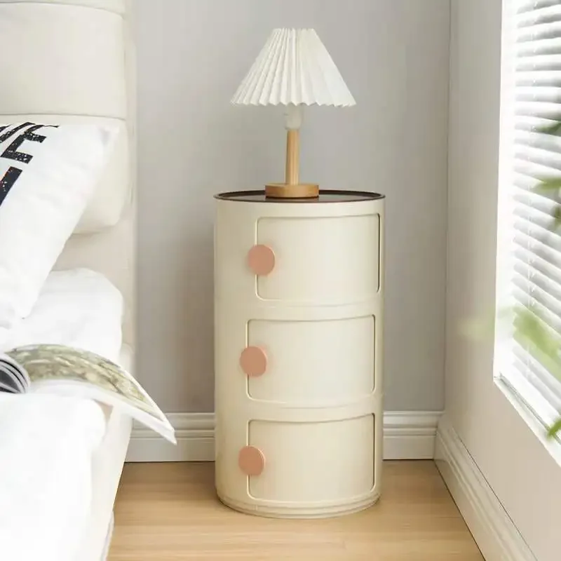 New Model Bedside Table Simple And Creative Multi-layer Storage Cabinet Plastic Side Cabinet Round Locker Premium Premium