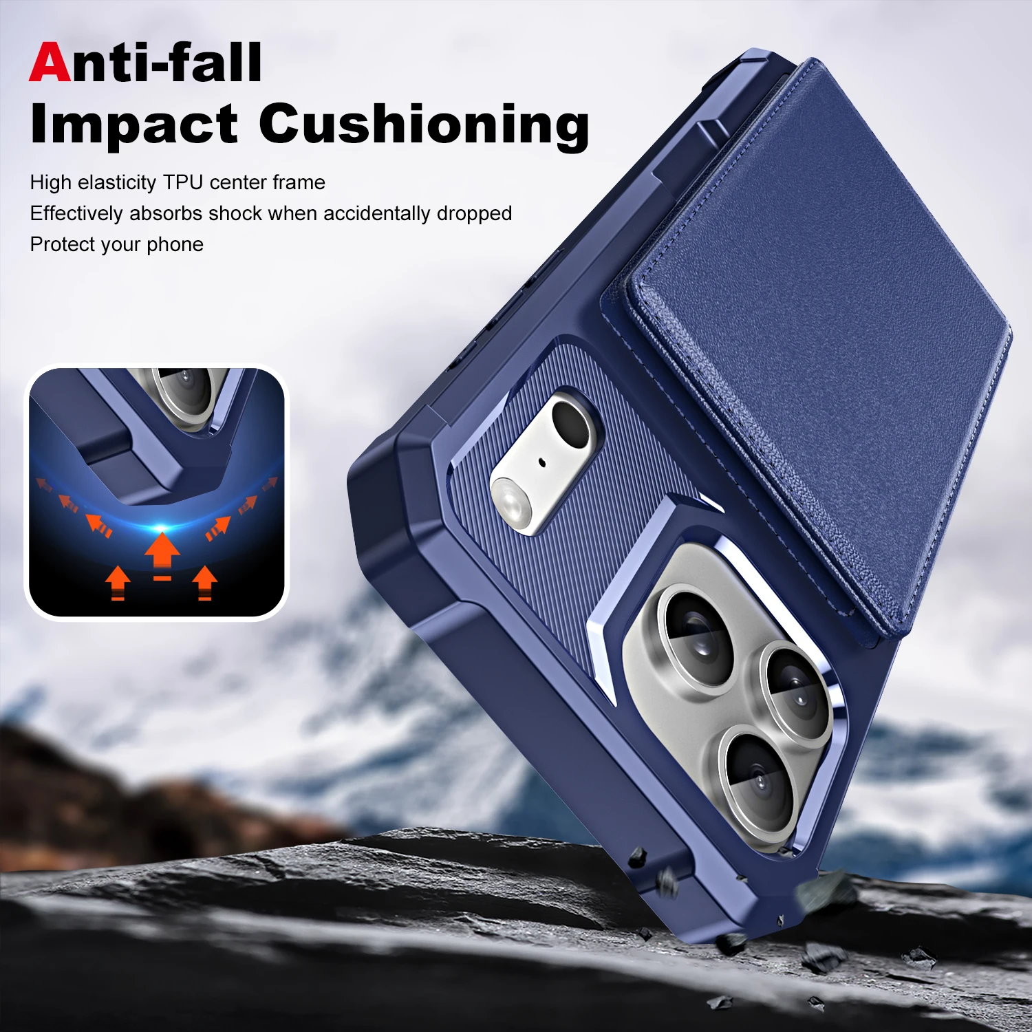 เคสโทรศัพท์หนังแบบมีช่องใส่บัตรสำหรับ iPhone Air 17 16 14 13 12 Pro Max 15 Plus 16E พร้อมขาตั้ง ป้องกันการตกกระแทก