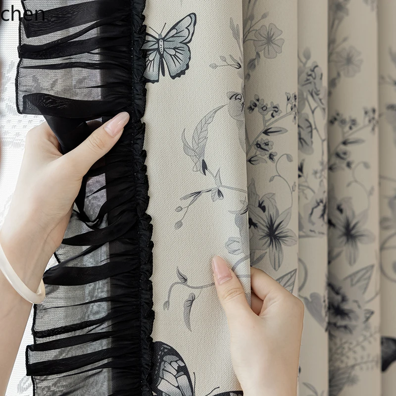 Custom LXC Romantic Curtains Lace Trim Princess Style Bedroom High-End Living Room