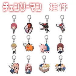 Chainsaw Man Reversible Cartoon Keychain 6cm Sandwich Charm Pochita Makima Power Action Figures Bag Charm Keychain Gift