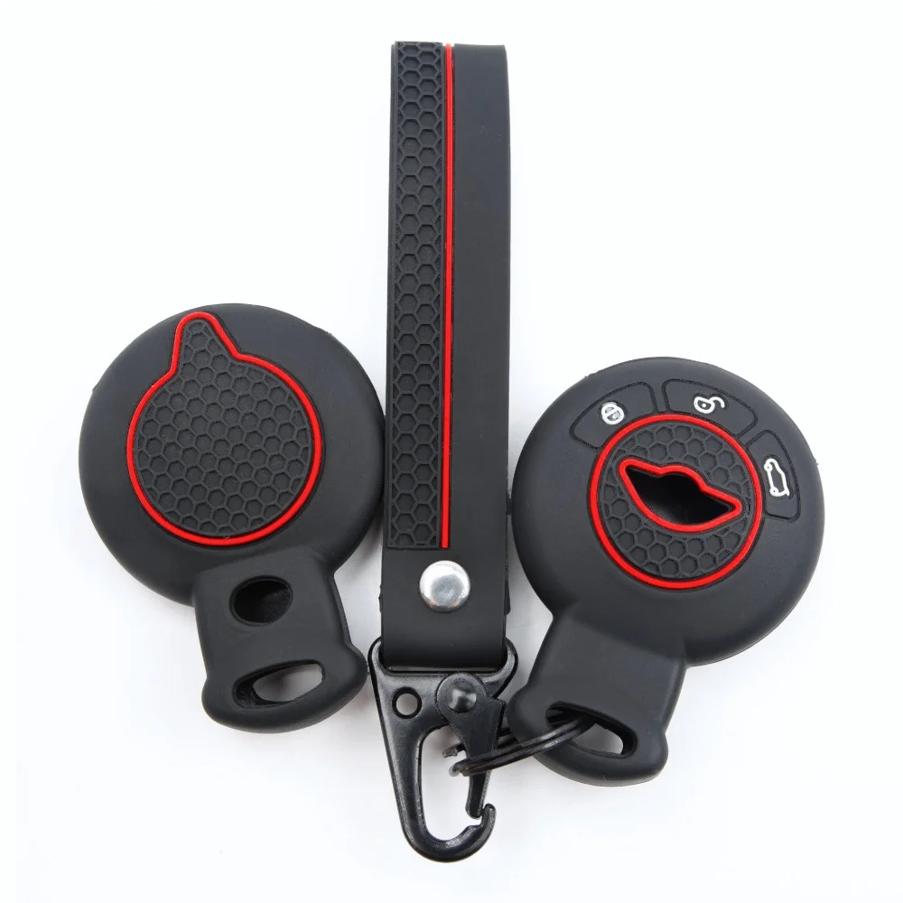 Soft Silicone Key Fob Case For BMW Mini Cooper Clubman Countryman Paceman Roadster R56 R57 CAS3 with swivel clip