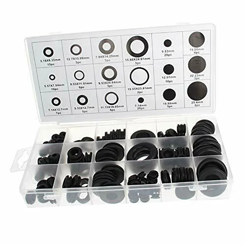 125Pcs/Set Rubber Grommet Combination Kit Electrical Conductor Gasket Ring For Wires Plugs And Cables