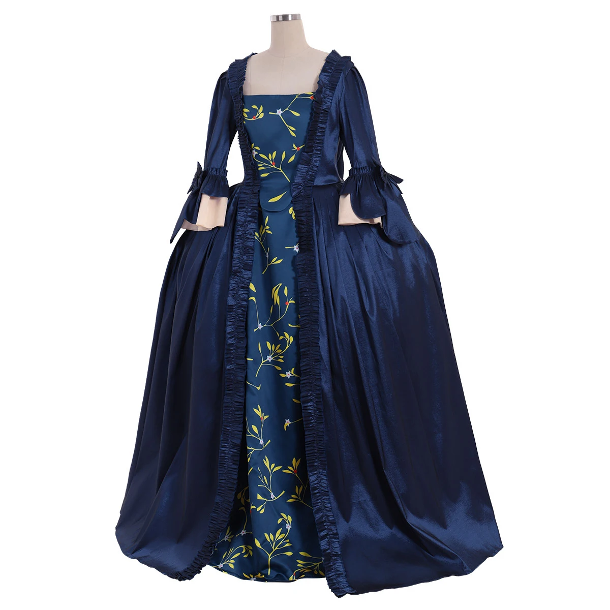 18th Century Victorian Women's Retro Blue Print Dress Princess Dress Rococo Costume Lolita Costume Adult Ladies Customized