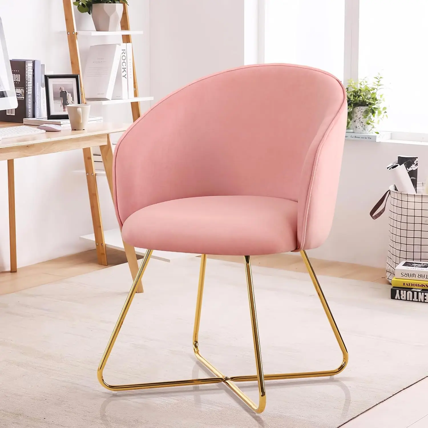 

Modern Upholstered Velvet Vanity Chair with Back Support for Bedroom and Living Room Makeup Area