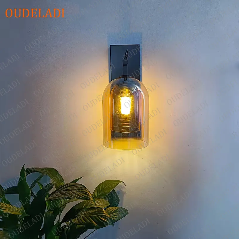 

OUDELADI Glass Wall Lamps Living Room Bedroom Aisle Staircase Loft Luminaires Home Decor Indoor light fixture