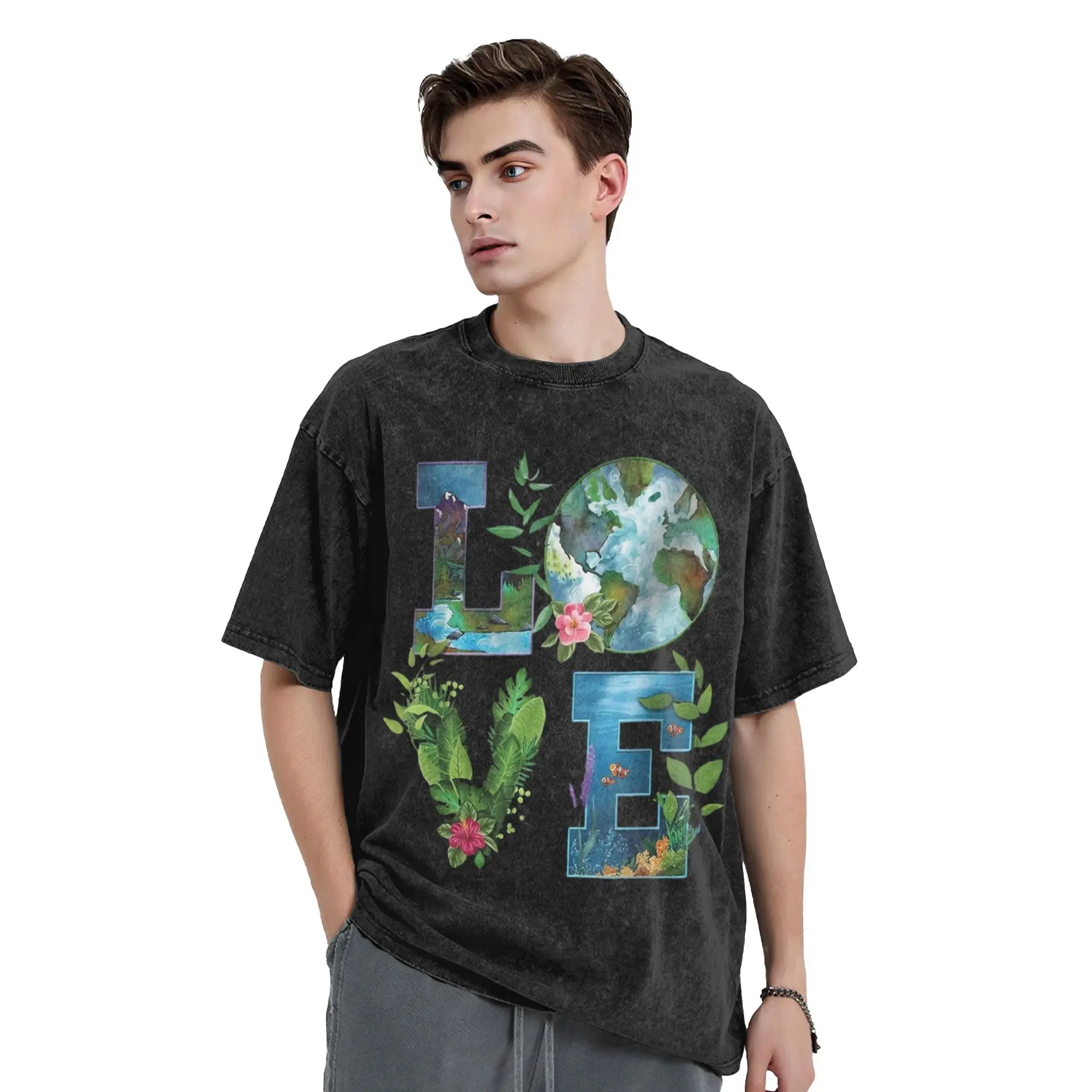 Go Planet Its Your Earth Day Washed T Shirts Streetwear Hip Hop Cool T-Shirts  Tees for Men Women 100% Cotton Oversize Summer