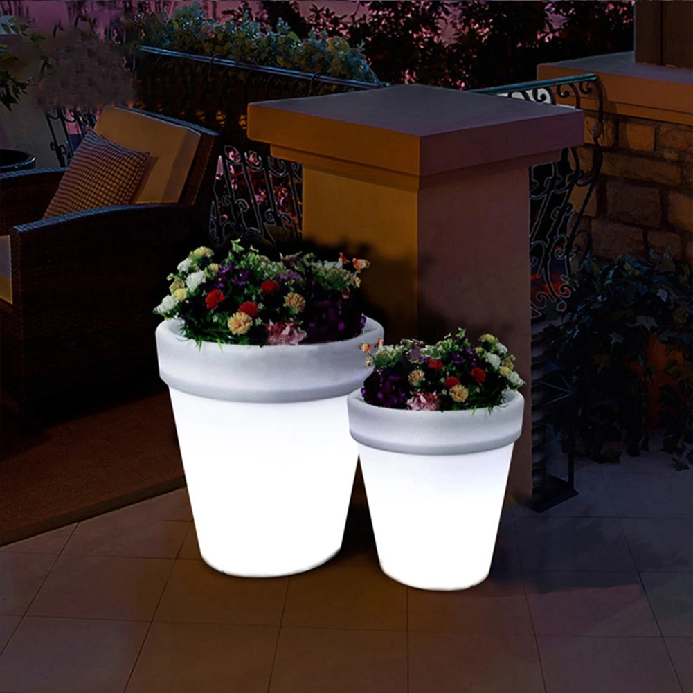 Solar Flowerpot Light Night Automatic Lighting Lawn Light Outdoor Courtyard Light 4Modern Pots For Plants Flowers Waterproof Dec