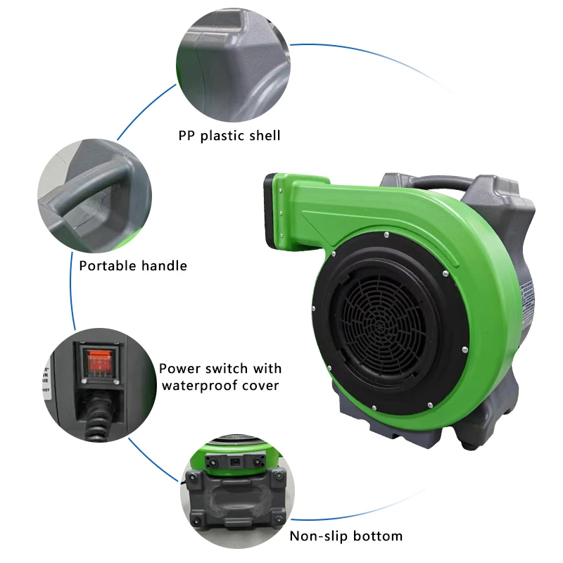 Powerful 1.5hp High Strength Waterproof Inflatable Blower Commercial Electric Inflatable Castle Blower Fan