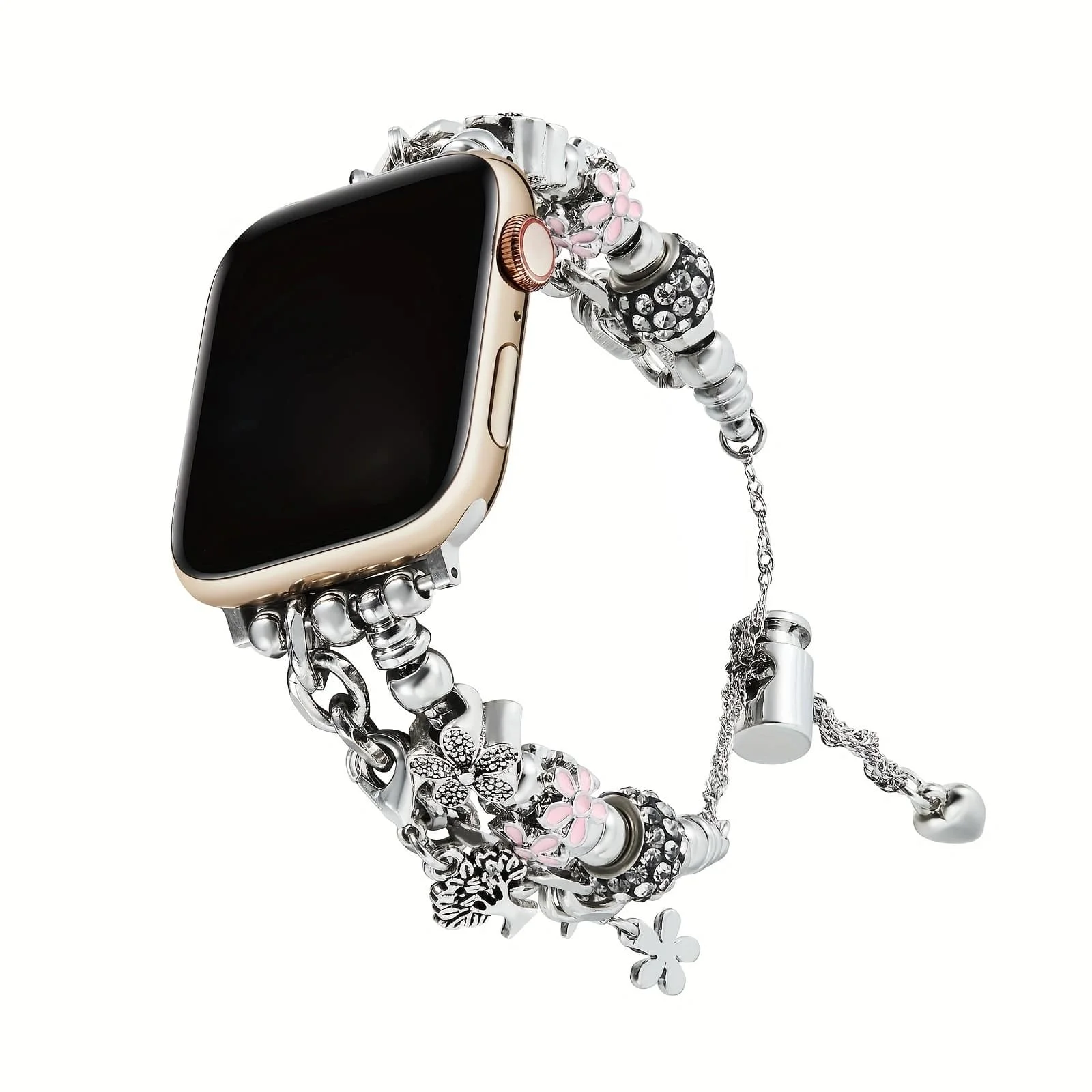 

Браслет-шарм с цветочными и хрустальными вставками для Apple Watch 38-49 мм