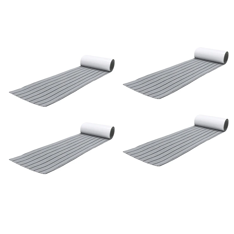 4Pcs 6MM Self Adhesive EVA Foam Teak Sheet Marine Boat Yacht Synthetic Decking Foam Floor Mat Flooring Gray 240X45cm