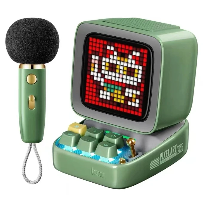 Ditoo-Mic Pixel Art Portable BT Speaker for PC with Wireless Karaoke Microphone BT5.0, Retro Design