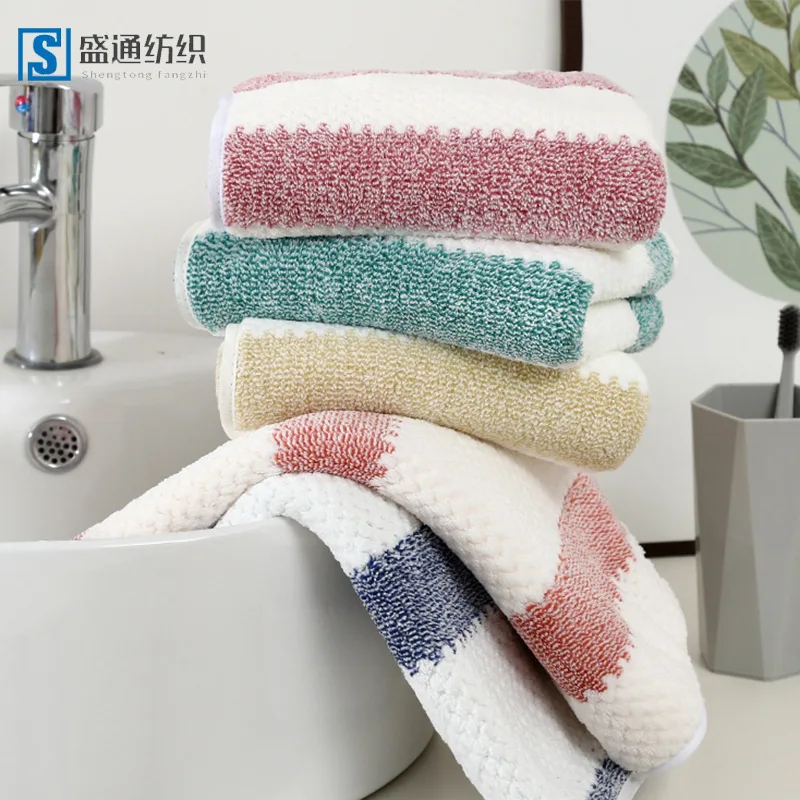 New coral fleece thickened stripes do not shed hair bath towels household bath towels adult gifts bath towels