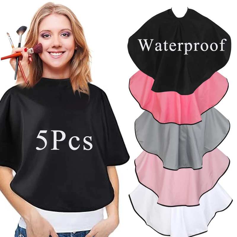 5Pcs Makeup Cape Make Up Bib Waterproof Beauty Salon Home Barber Bib Hair Dye Tint Cape Styling Shampoo Cape For Hairdresser