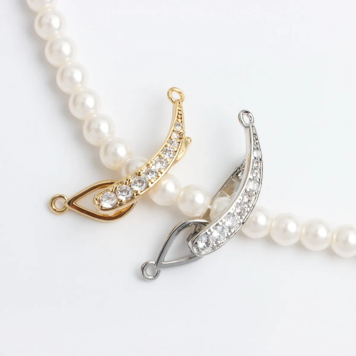 

18K Real Gold Plated Zircon Pea Pod Buckle, Crescent Bag Buckle Clip Buckle Connecting Buckle DIY Accessories