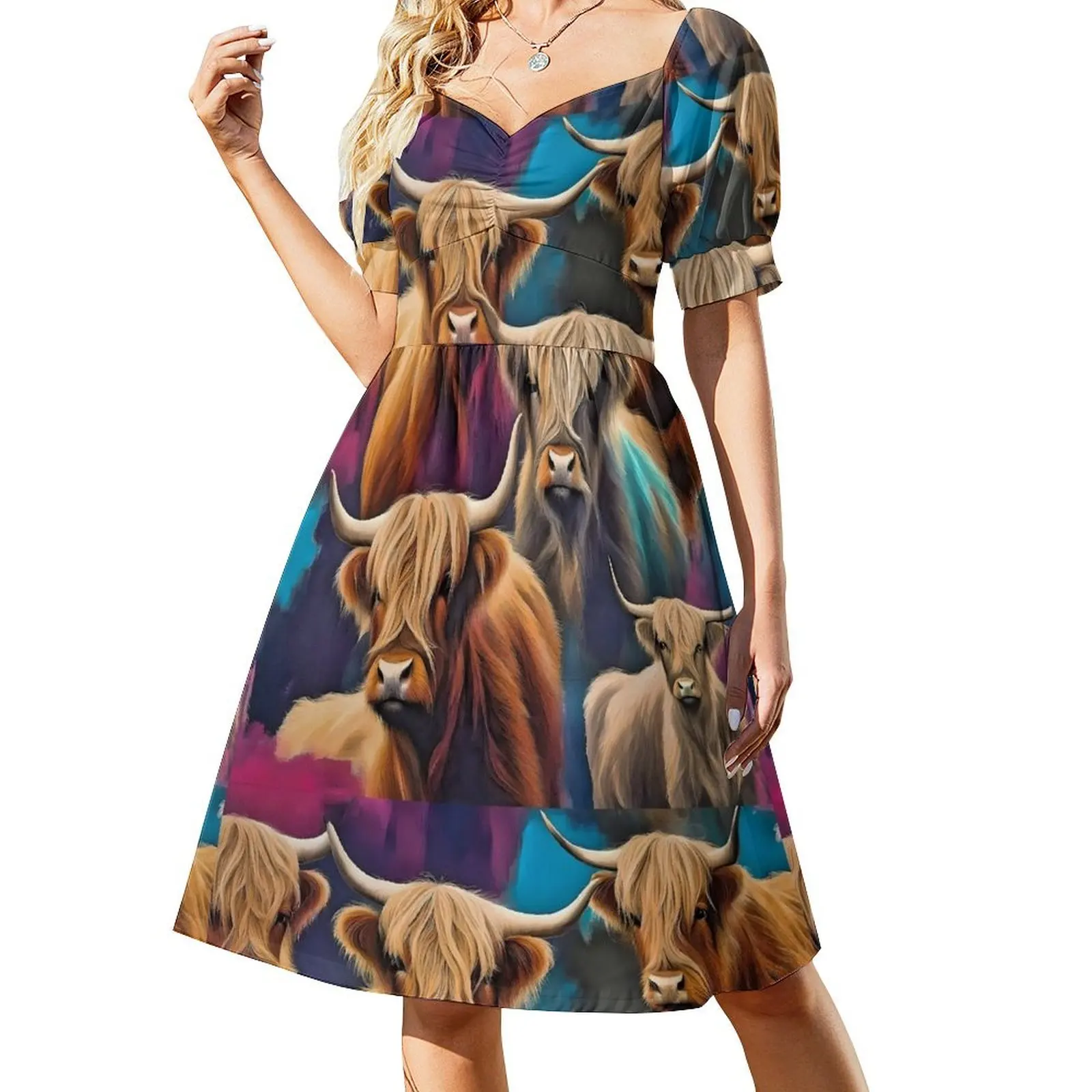 

Herd of Highland Cows Dress women's summer dress 2024 Women's dresses dresses for women 2024 dress for women 2024