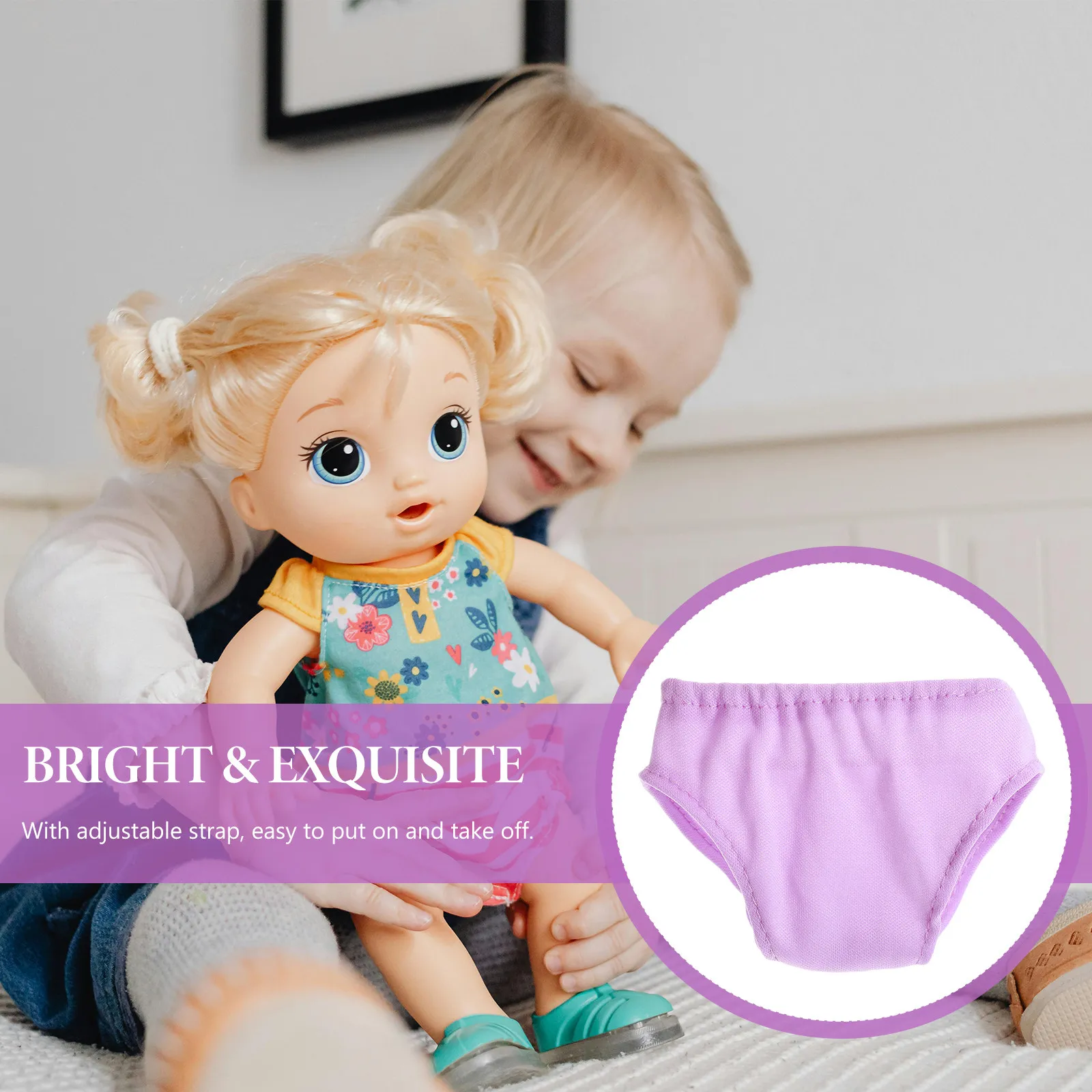 Mini Underwear Set 4 Piece Reusable Adjustable Strap Washable Pretend Play Dress Up Clothing Accessories