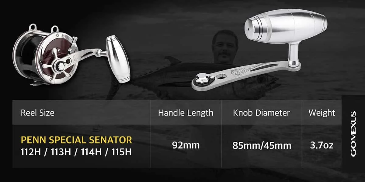 Gomexus Power Handle SS92 für Penn Senator 112H 113H 114H 115H Rollen-Griffhebel – Detail 1