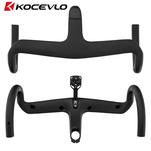 Imagen 2 del producto Manillar integrado de carbono KOCEVLO Road AERO para horquilla de 28,6mm con espaciadores, cables internos de ciclismo, vástago de barra de carretera
