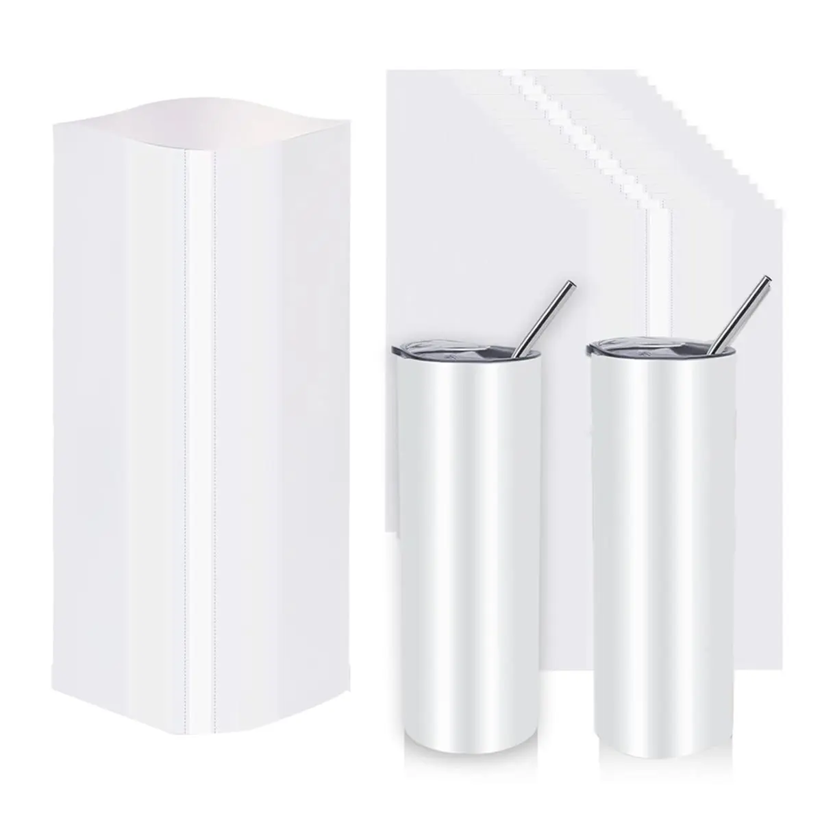 《TOP RATED》120Pcs Sublimation Shrink Wrap Sleeves,5x10 Inch Heat Transfer Shrink Film Bags for Blanks 20 Oz Tumblers,Mugs,Cups