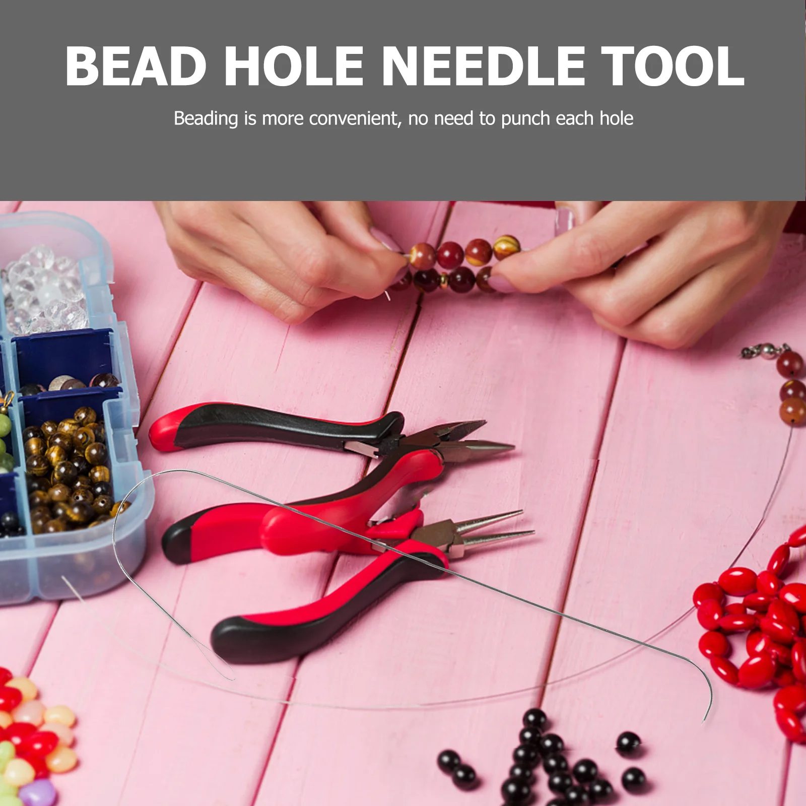 

6Pcs Large Eye Bent Bead Threaders Durable DIY Jewelry Making Tools Beads Needle for Bracelets Necklace Craft Projects