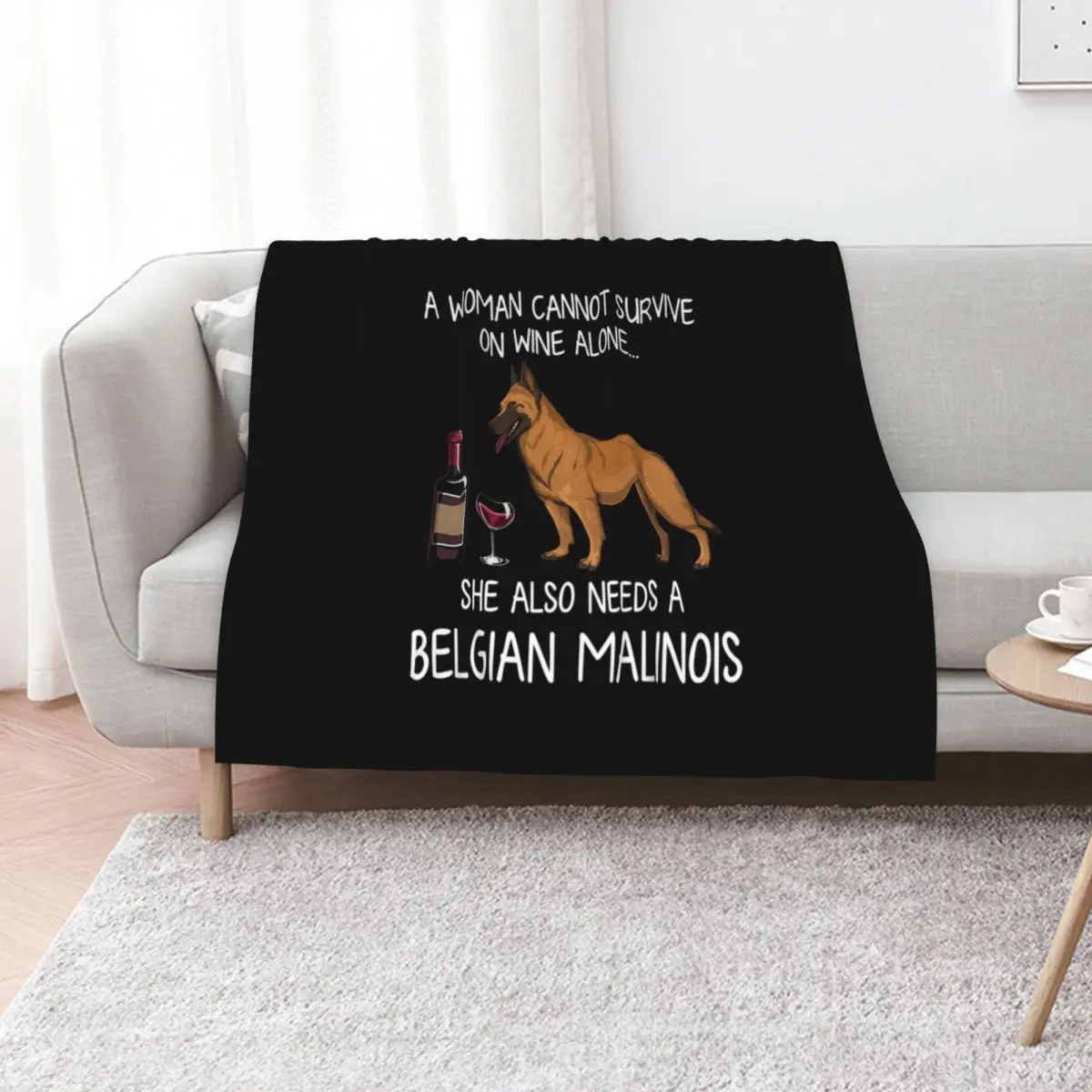 Belgian Malinois and wine Funny dog Throw Blanket Bed Hairy Luxury Brand Thins Blankets For Bed Blankets