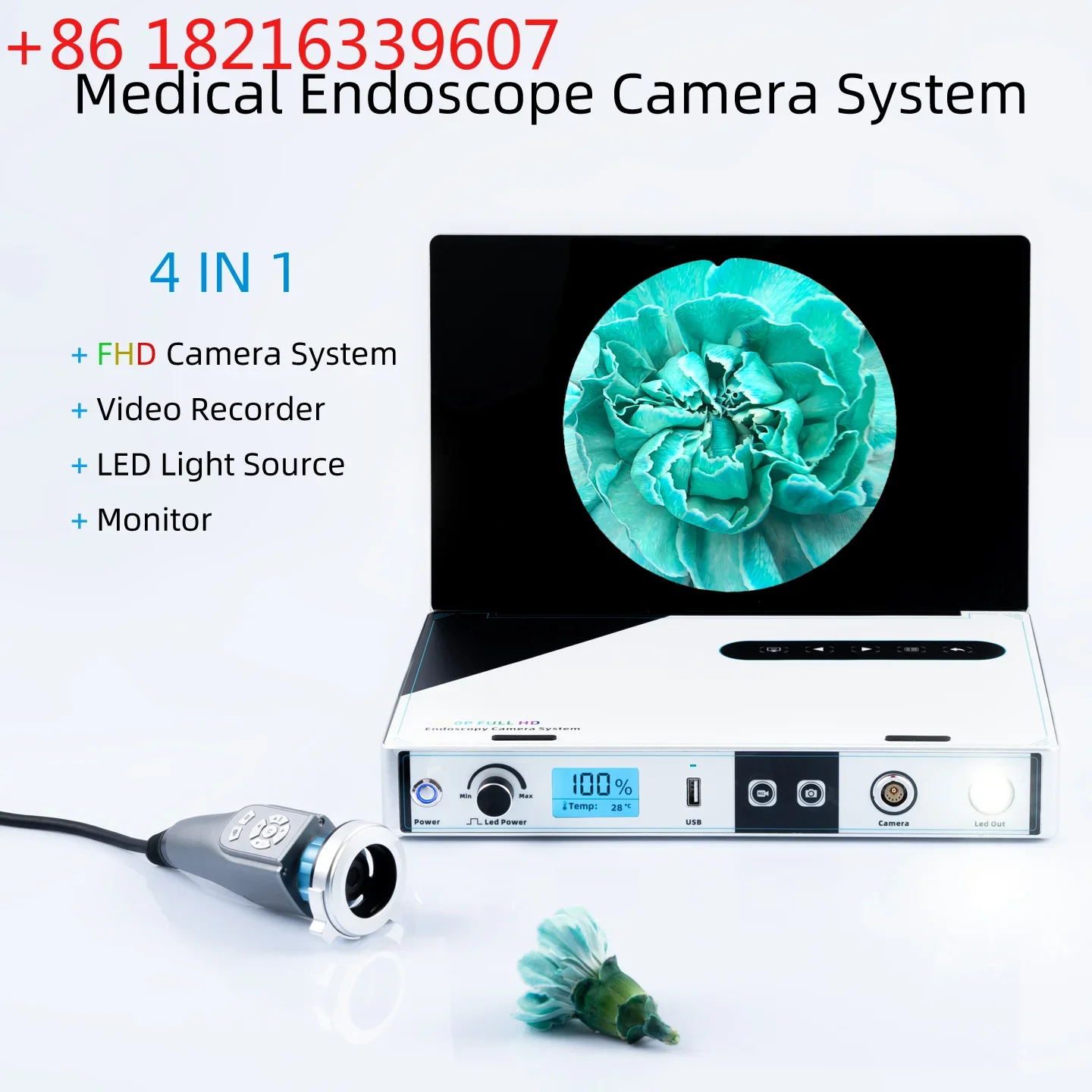 YAO Veterinary Rigid Endoscope Camera System Full HD 60fps ENT Endoscopy Imaging Unit With Cold LED Light Source And Video Recor