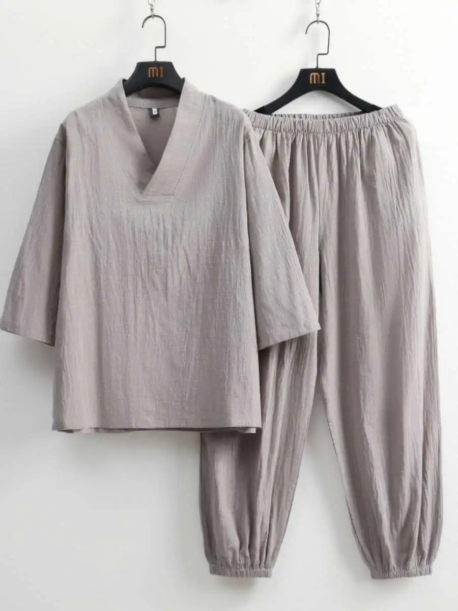 

Комплект из хлопка и льна Zen Repair, летняя новинка, из бамбукового хлопка, для йоги и медитации, мужской и женский комплект