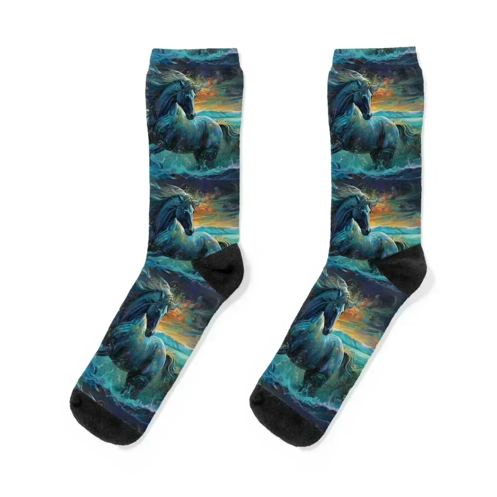 

Horse in the Ocean Socks gym FASHION sports stockings anime Boy Socks Women's