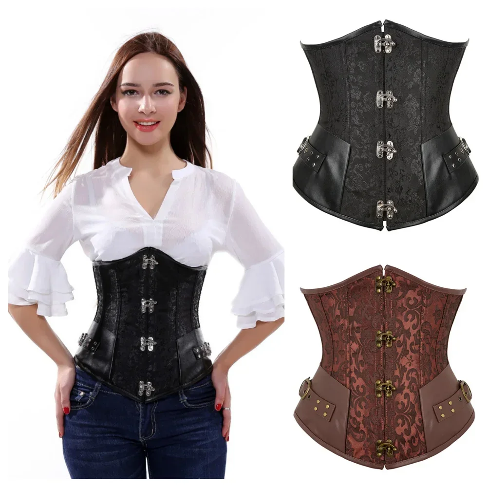 

Women's Corset Steampunk Underbust Buckle Corsets Plus Size Sexy Bodyshaper Costumes Ladies Burlesque Corselet Valentine Costume