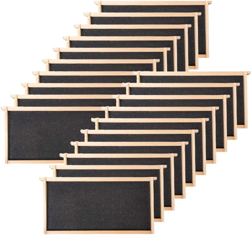 

Набор из 20 глубоких рамок для ульев с вощеными основаниями для ульев Лангстрота, черный цвет, простая сборка