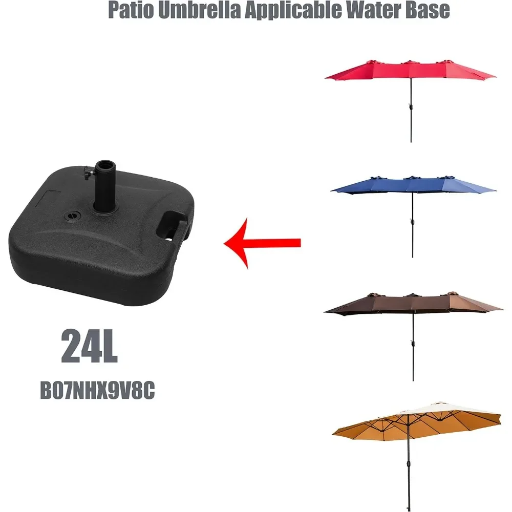 15 Ft Double Sided Outdoor Umbrella Rectangular Large with Crank for Patio Shade Outside Deck or Pool, Brown， Polyester Canopy