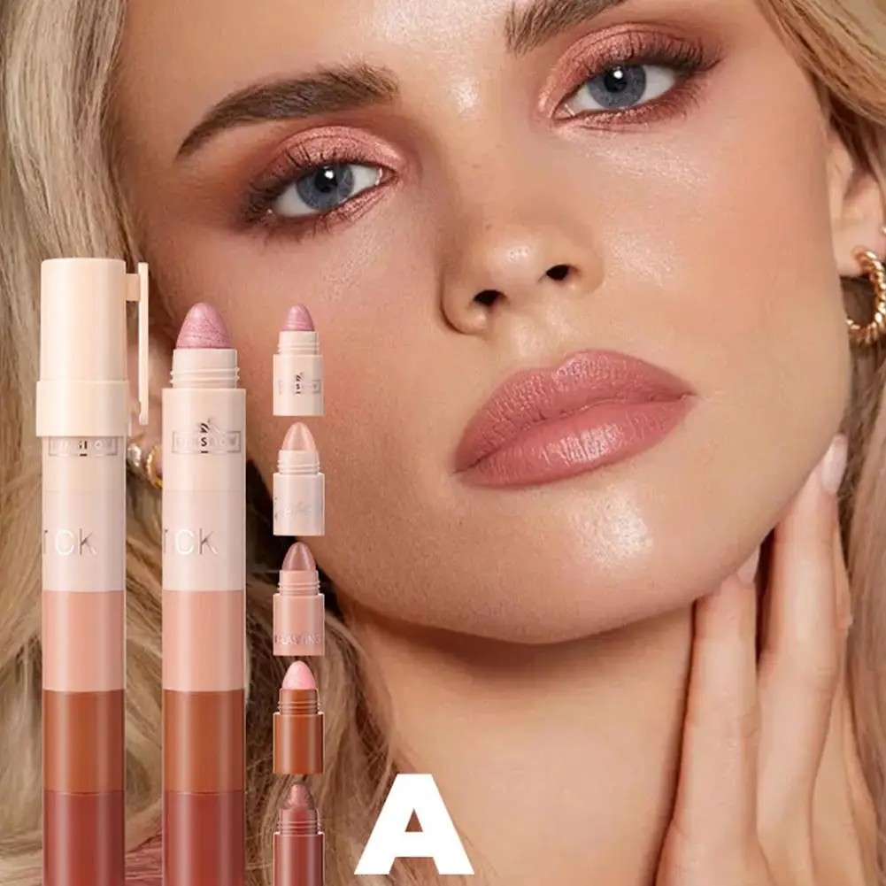 Stylo ombre à paupières longue durée 5 en 1, velours mat, Pigment scintillant, combinaison de maquillage, Mini stylo ombre à paupières rose marron