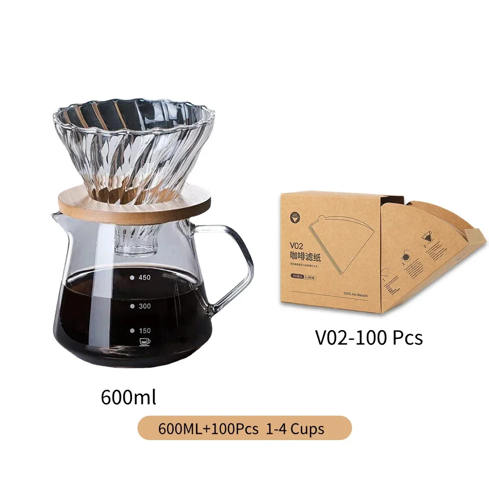 punana Kaffeemaschinen-Set zum Übergießen, Glaskaraffe, Kaffee mit Glas-Kaffeefilter, Tropfkaffeemaschinen-Set für Zuhause oder Büro, 600 ml, 300 ml 5